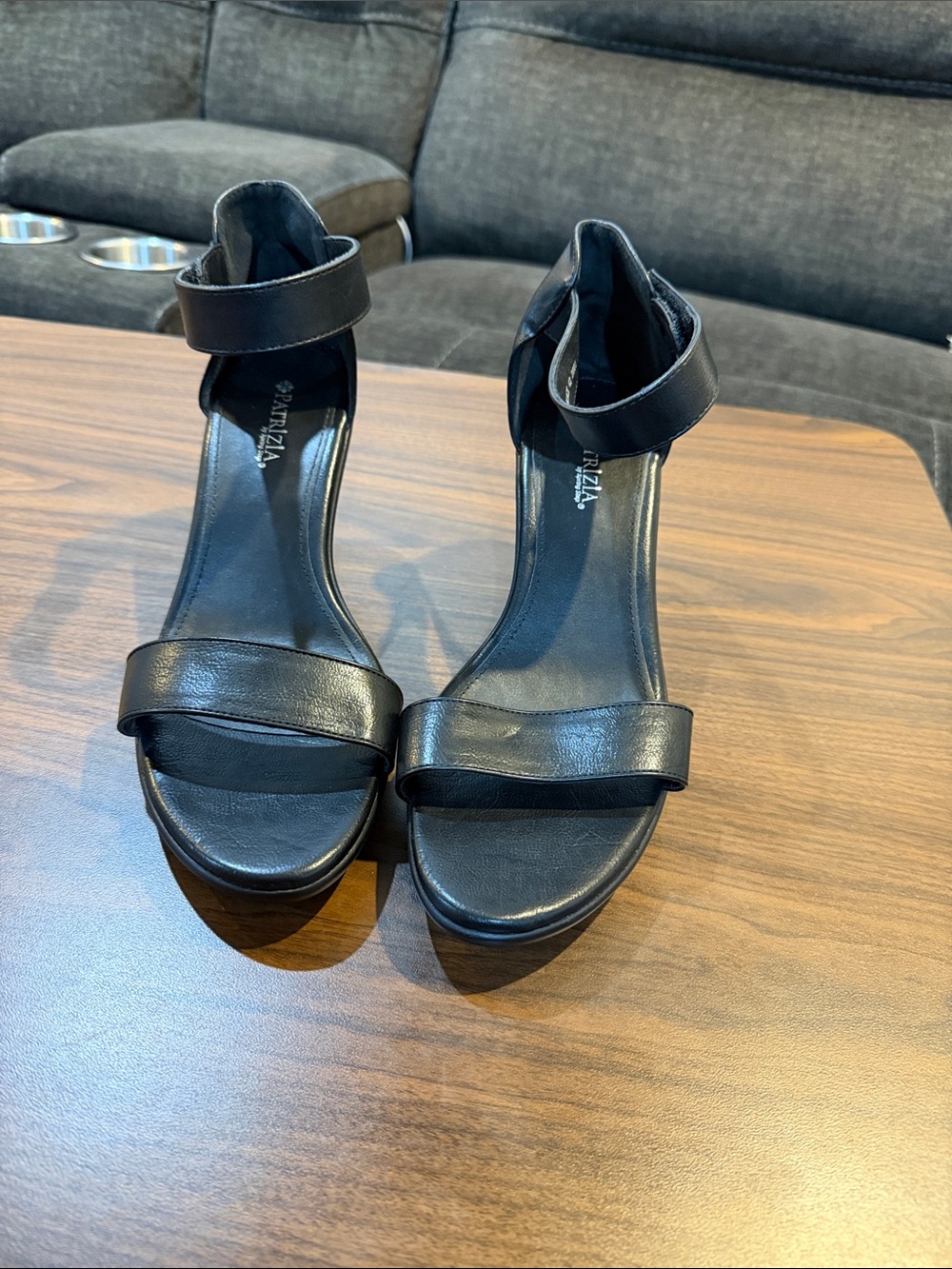 Patrizia Women's Classic Black Ankle-Strap Heeled Sandals Size 42